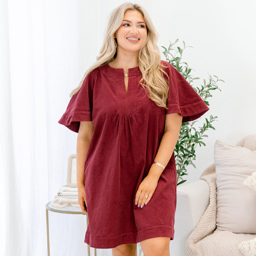 Going The Right Way Dress, Burgundy