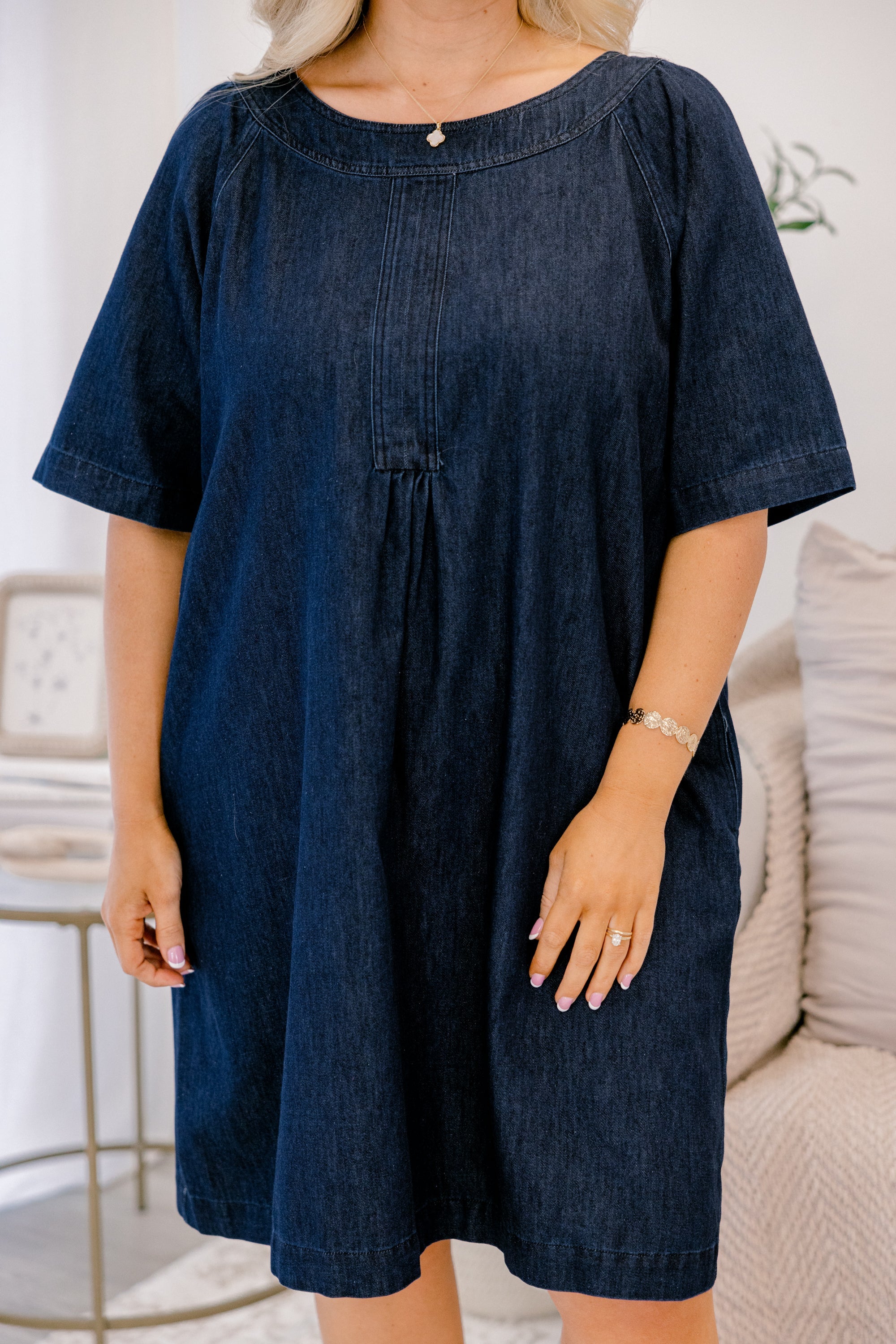 Keep Talking Dress, Dark Denim