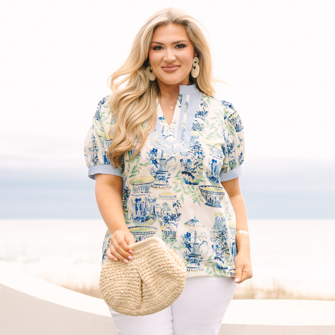 Graceful Beauty Top, Blue