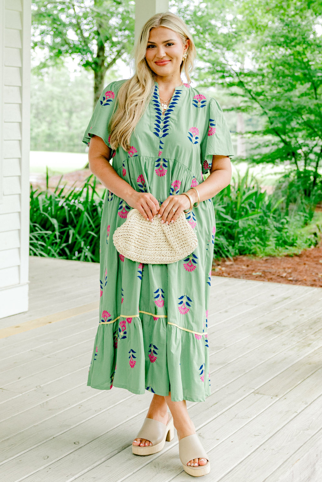 Graceful Blooms Dress, Green