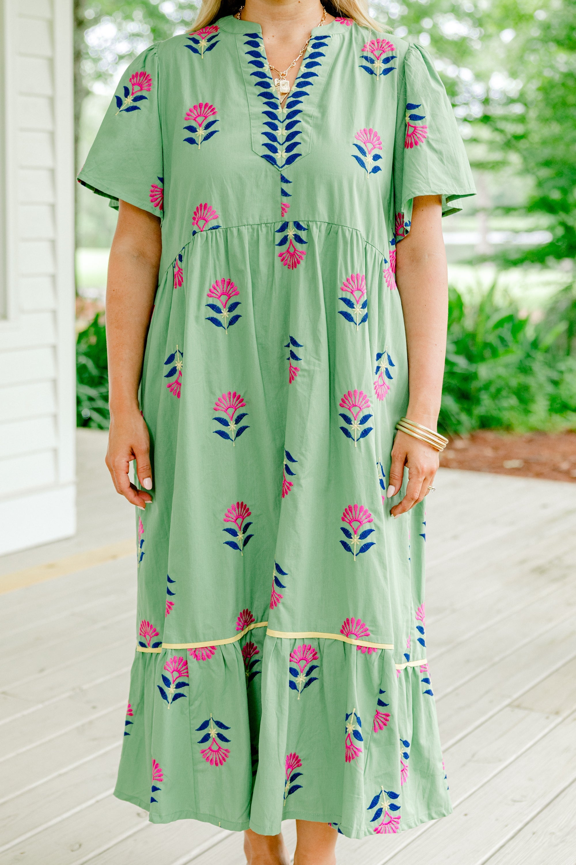 Graceful Blooms Dress, Green