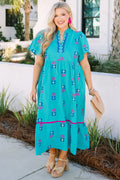 Graceful Blooms Dress, Turquoise