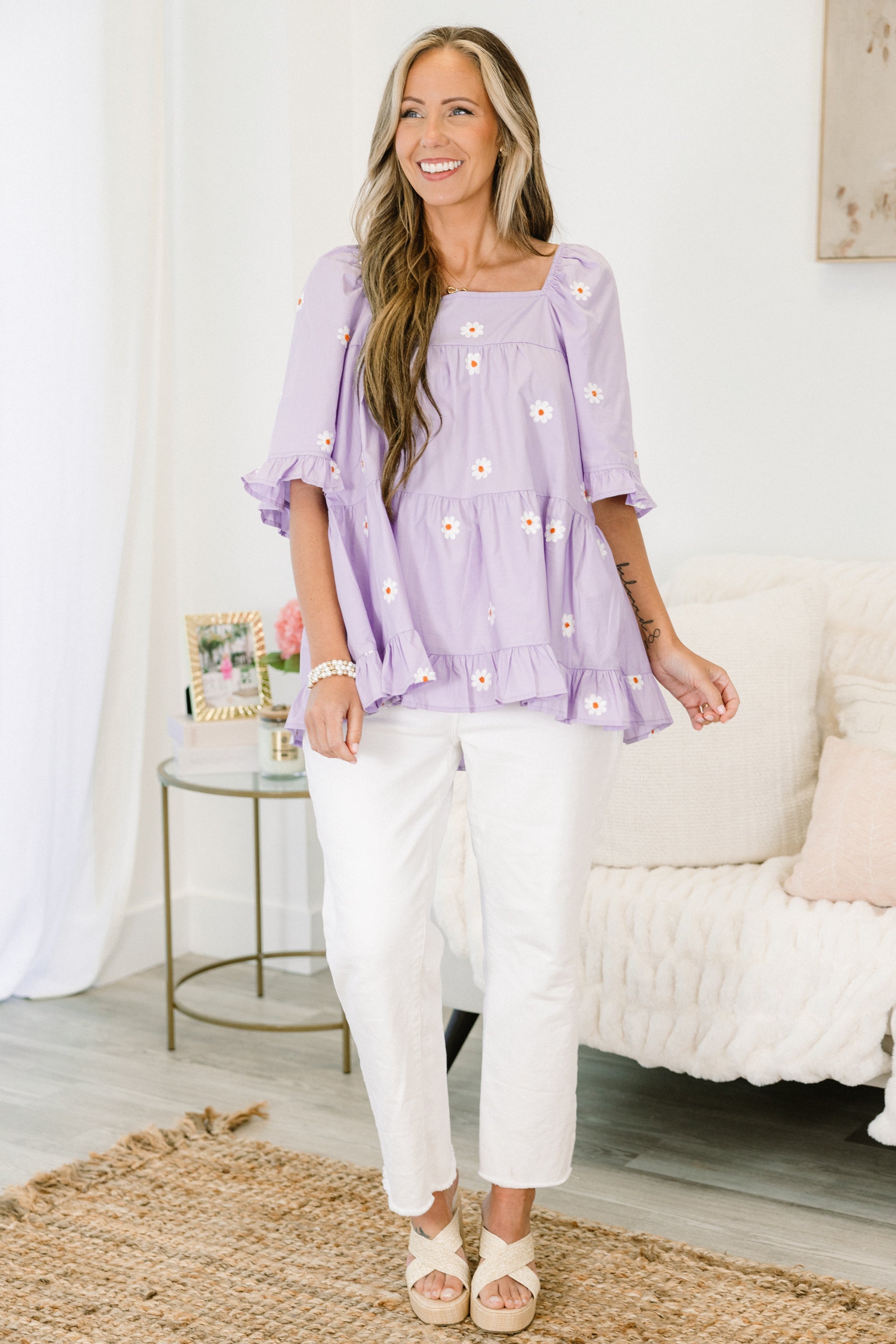 Grateful To Be Here Top, Light Purple