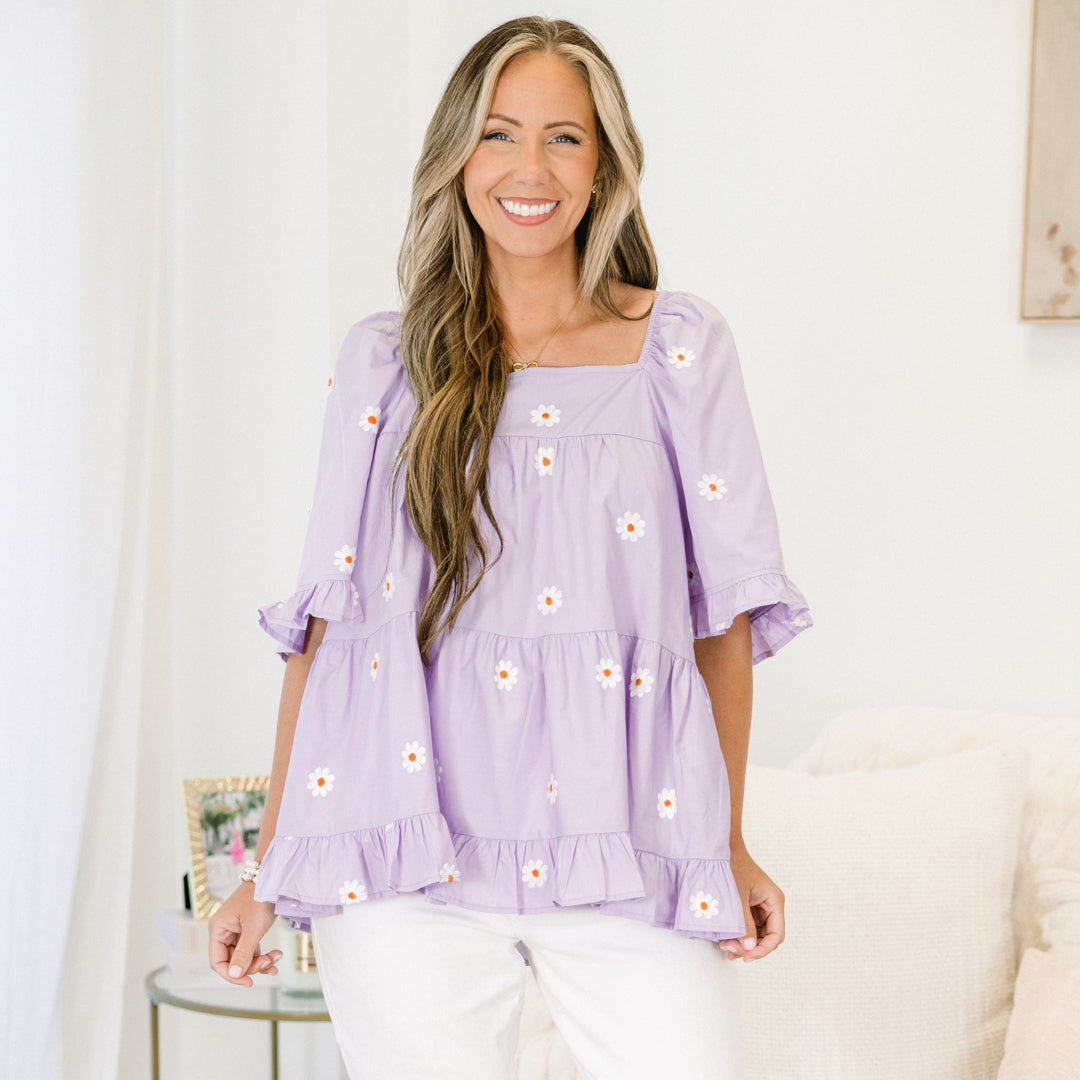 Grateful To Be Here Top, Light Purple