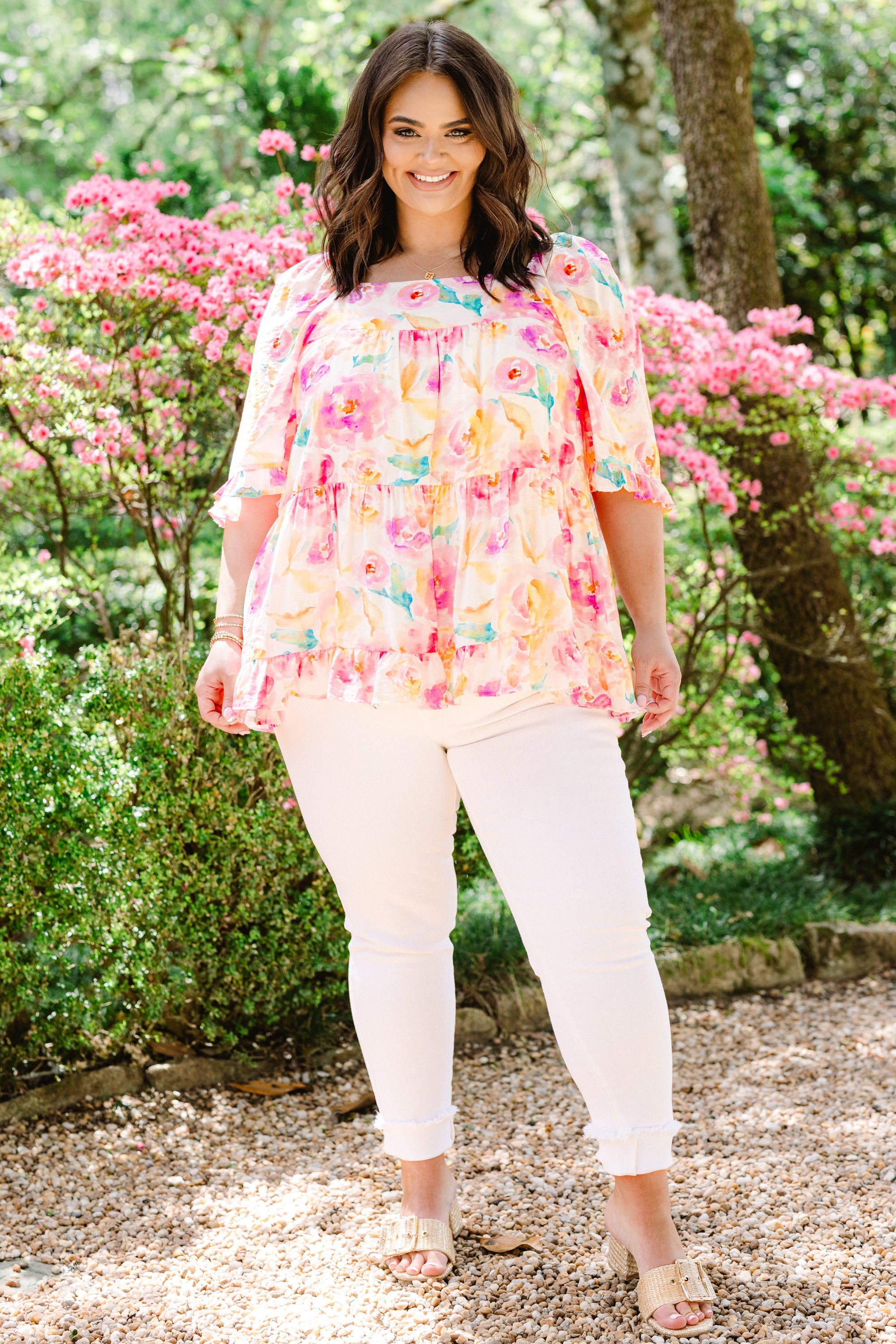 Grateful To Be Here Top, Pink Floral