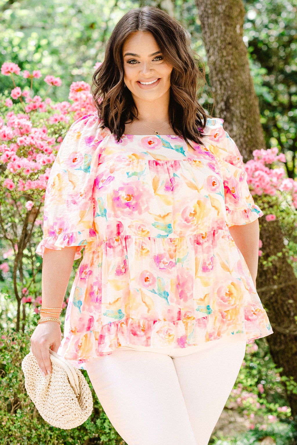 Grateful To Be Here Top, Pink Floral