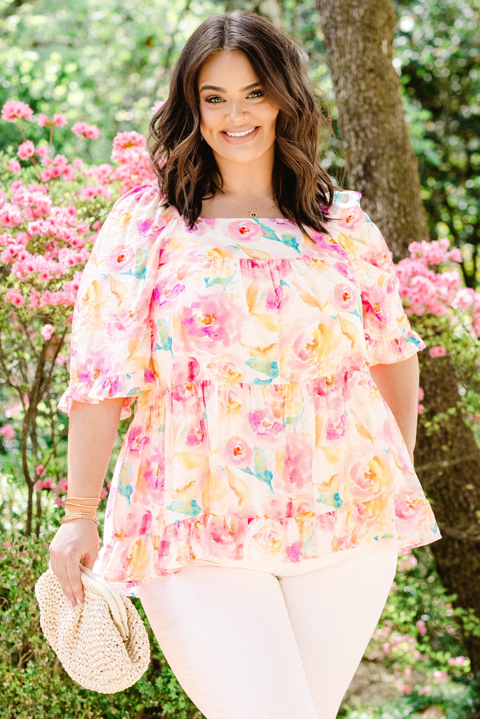 Grateful To Be Here Top, Pink Floral