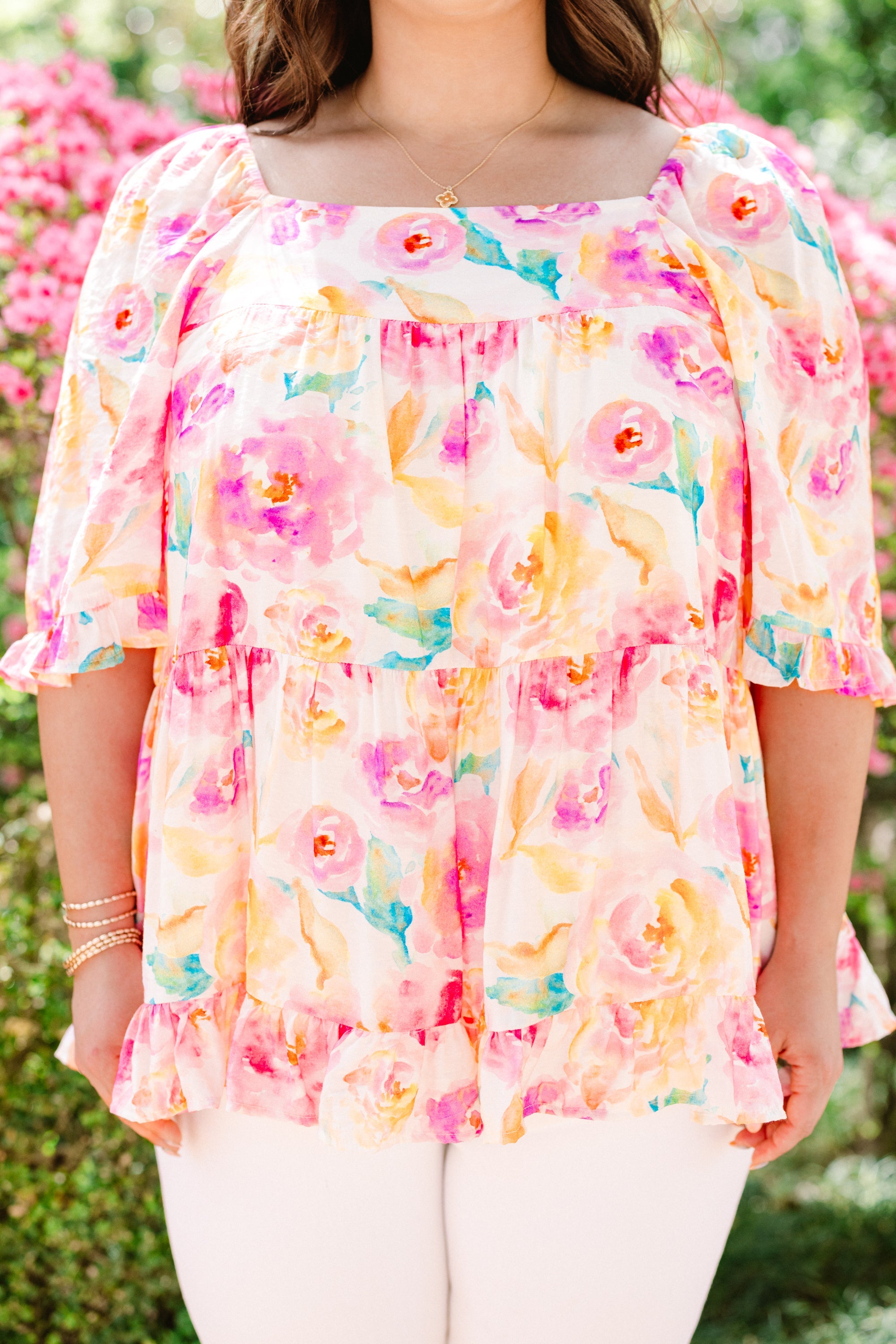 Grateful To Be Here Top, Pink Floral