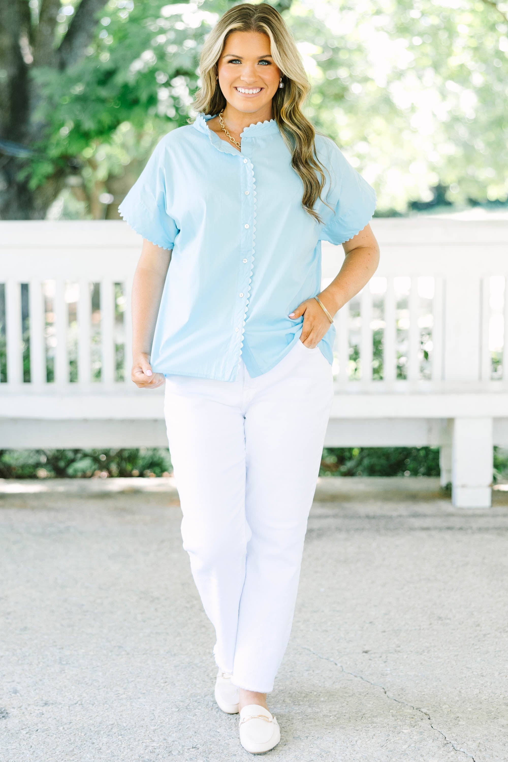 Happening Now Top, Light Blue