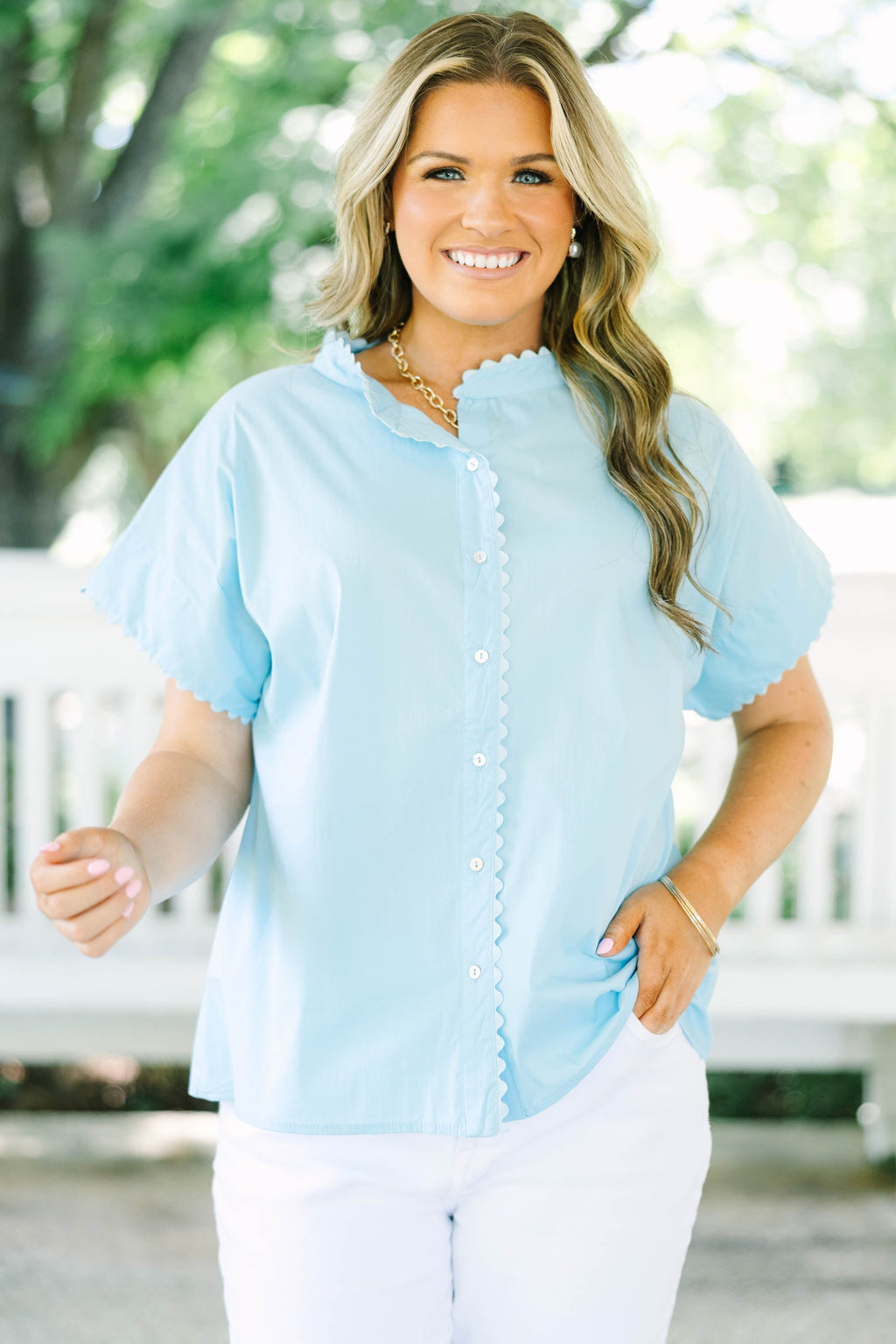 Happening Now Top, Light Blue