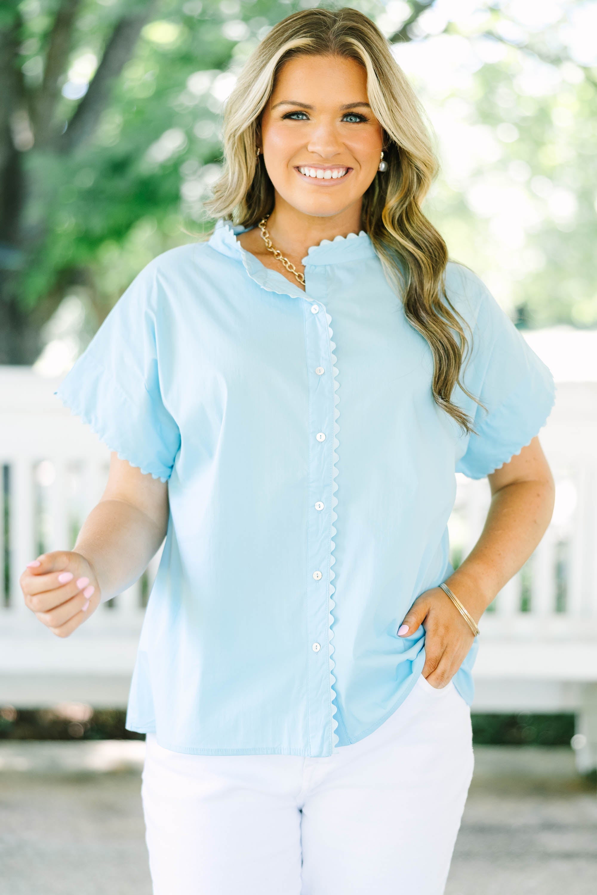 Happening Now Top, Light Blue