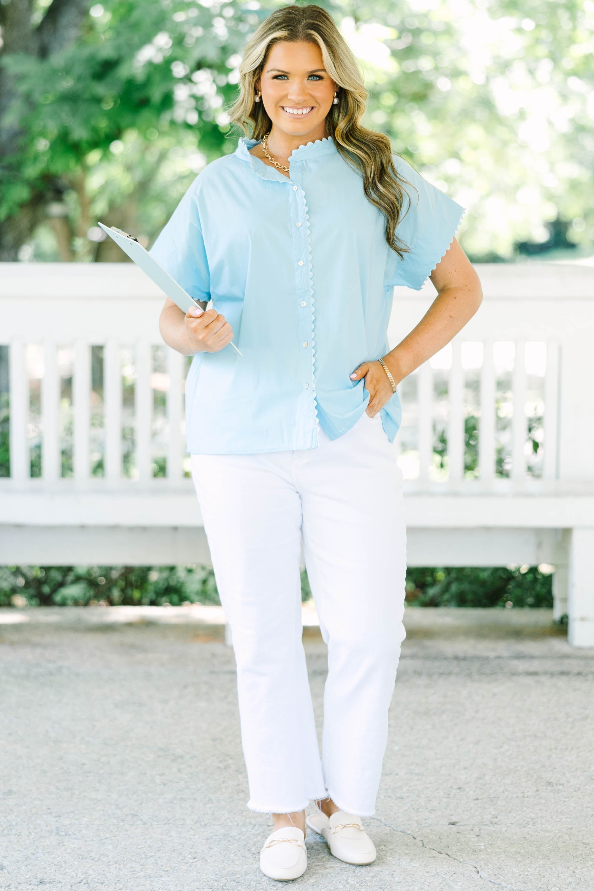 Happening Now Top, Light Blue