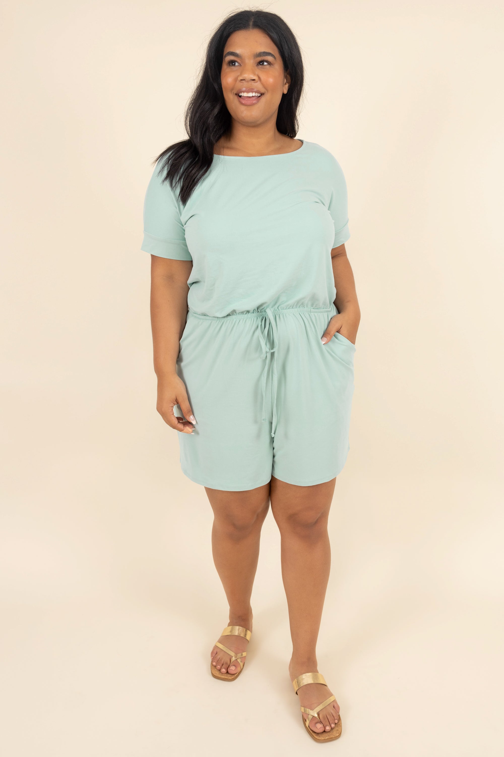 Happiness Blooms Romper, Light Green