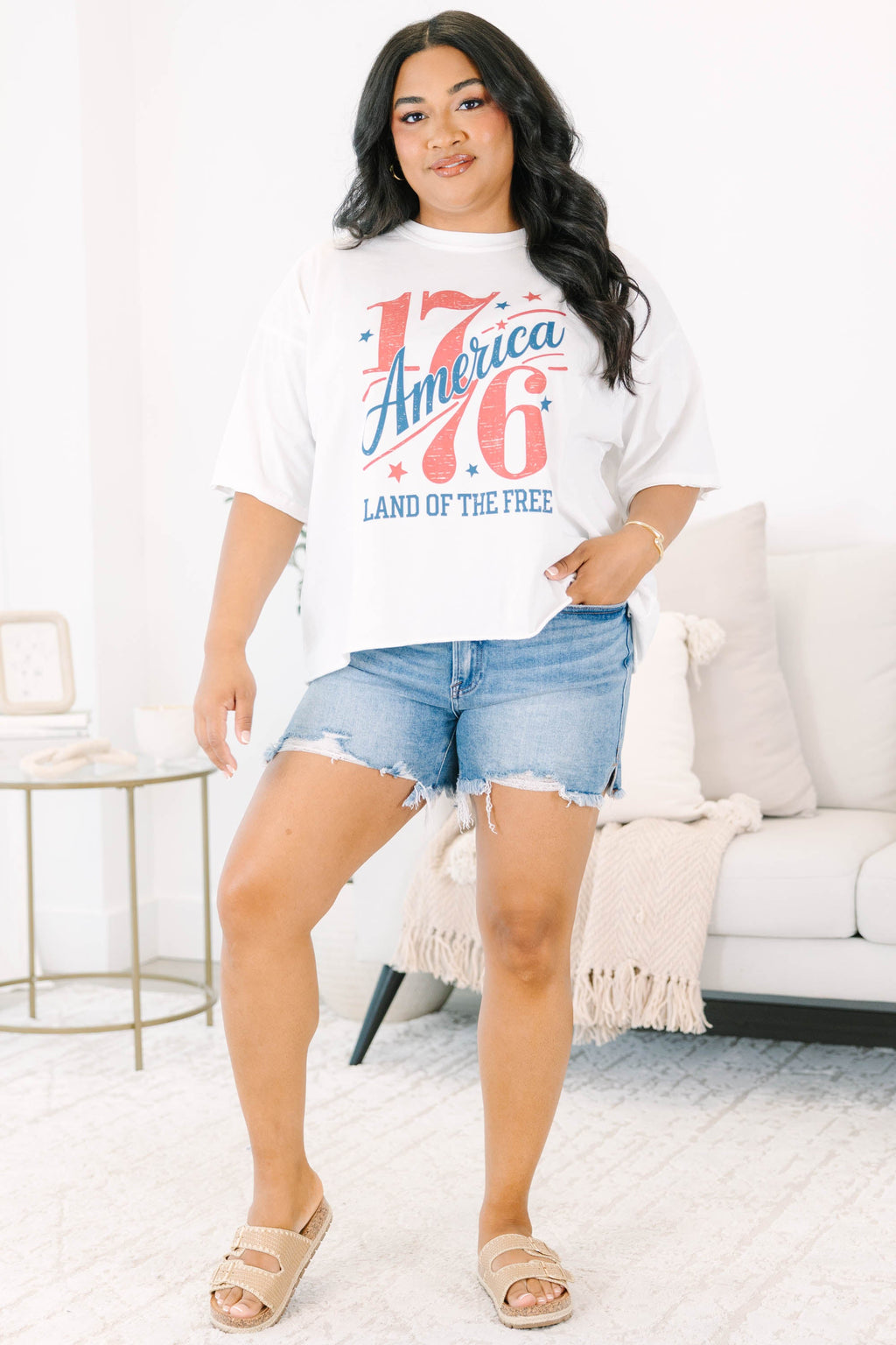 Happy Birthday USA Vintage Wash Tee, White