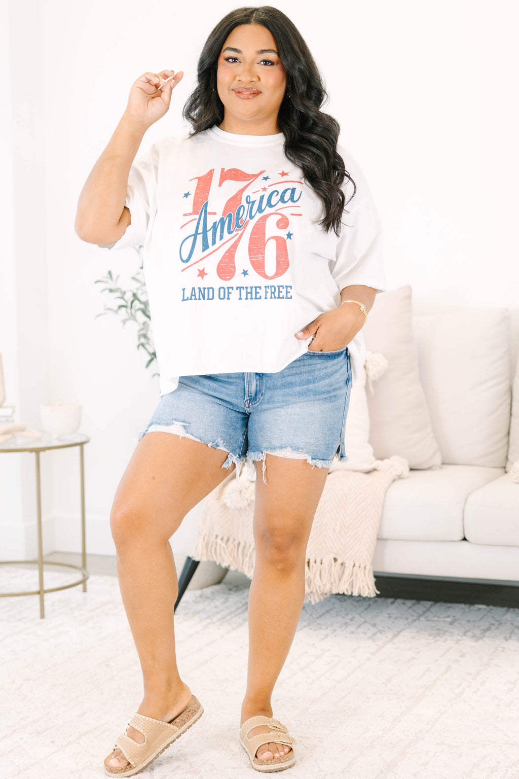 Happy Birthday USA Vintage Wash Tee, White