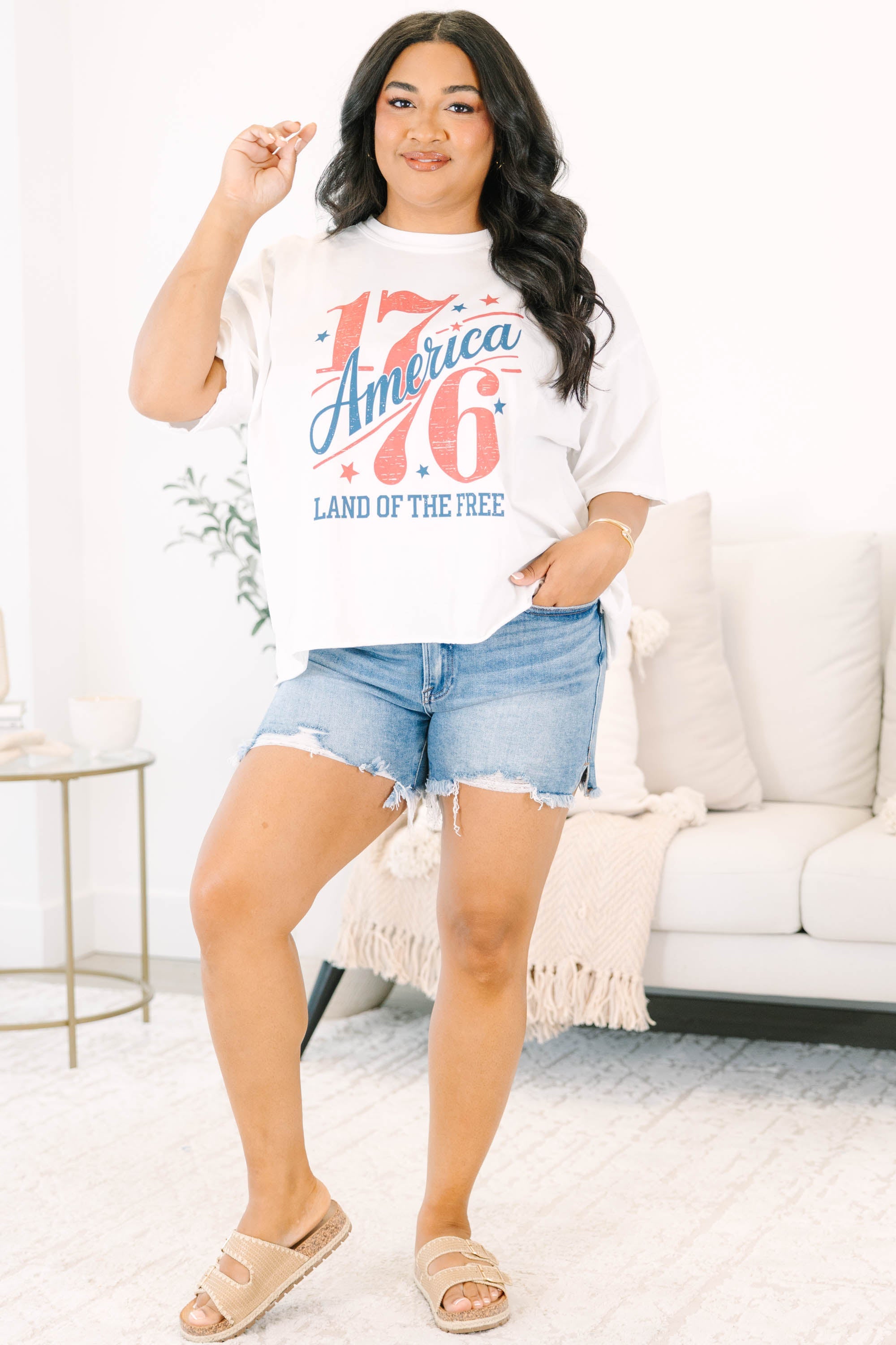 Happy Birthday USA Vintage Wash Tee, White