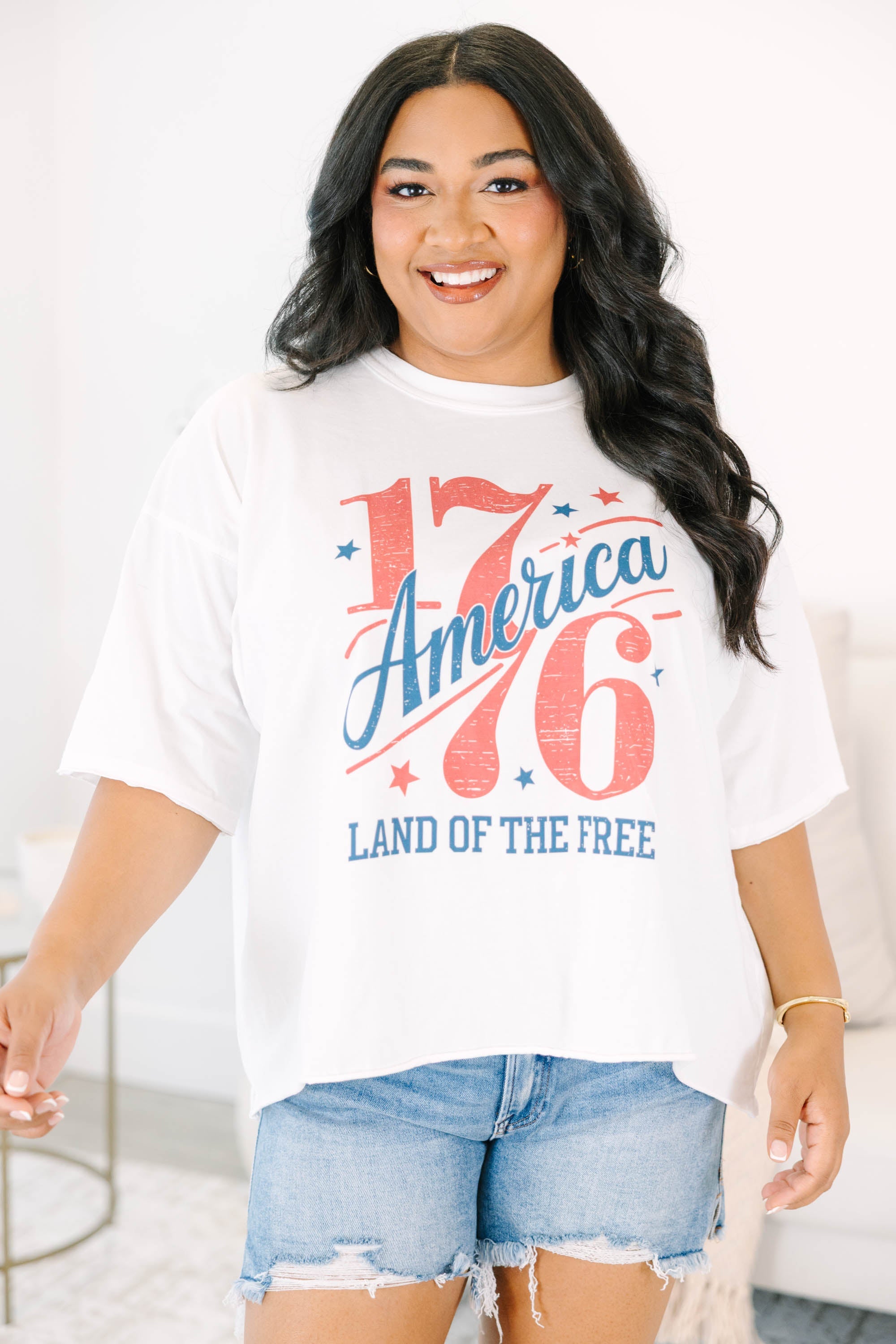 Happy Birthday USA Vintage Wash Tee, White