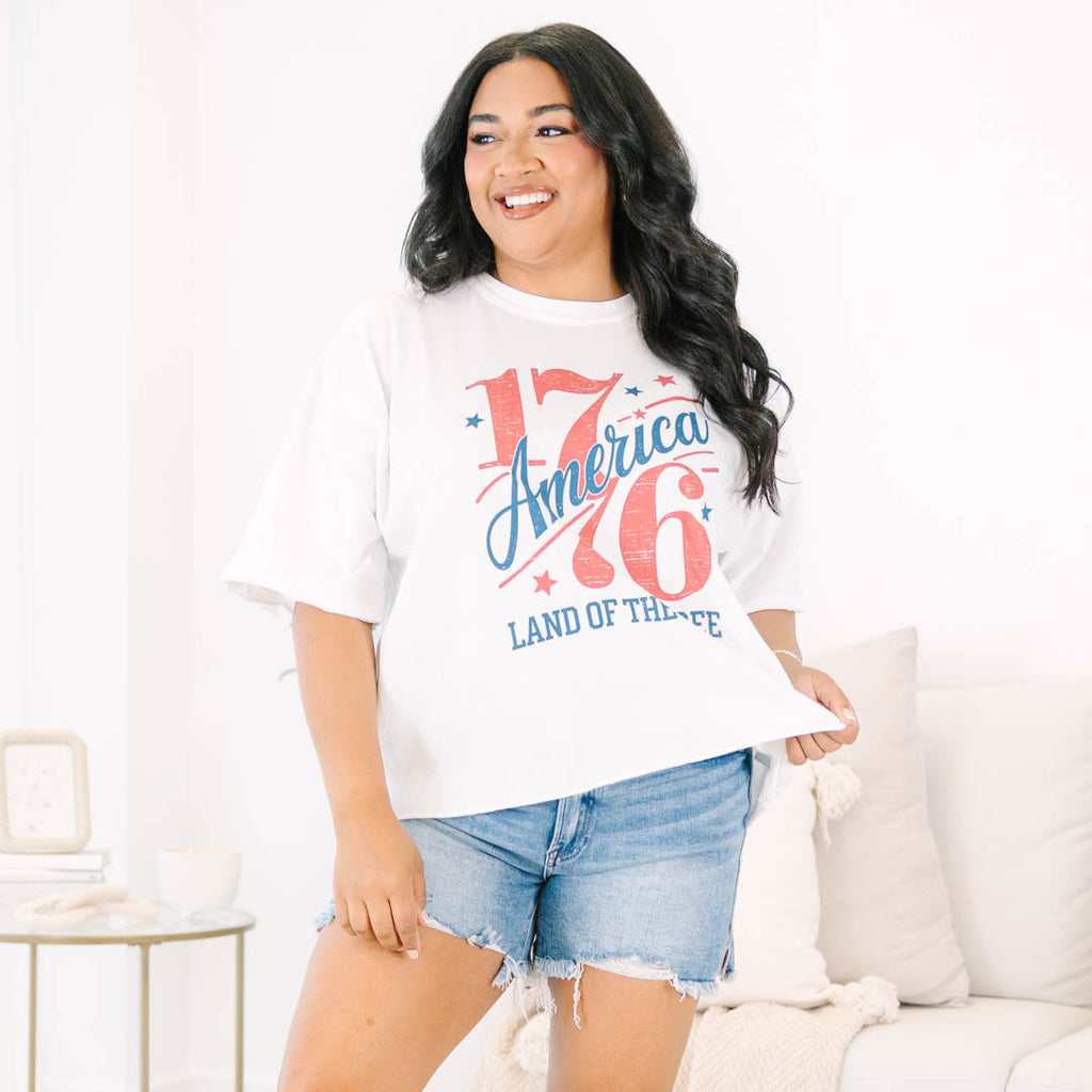 Happy Birthday USA Vintage Wash Tee, White