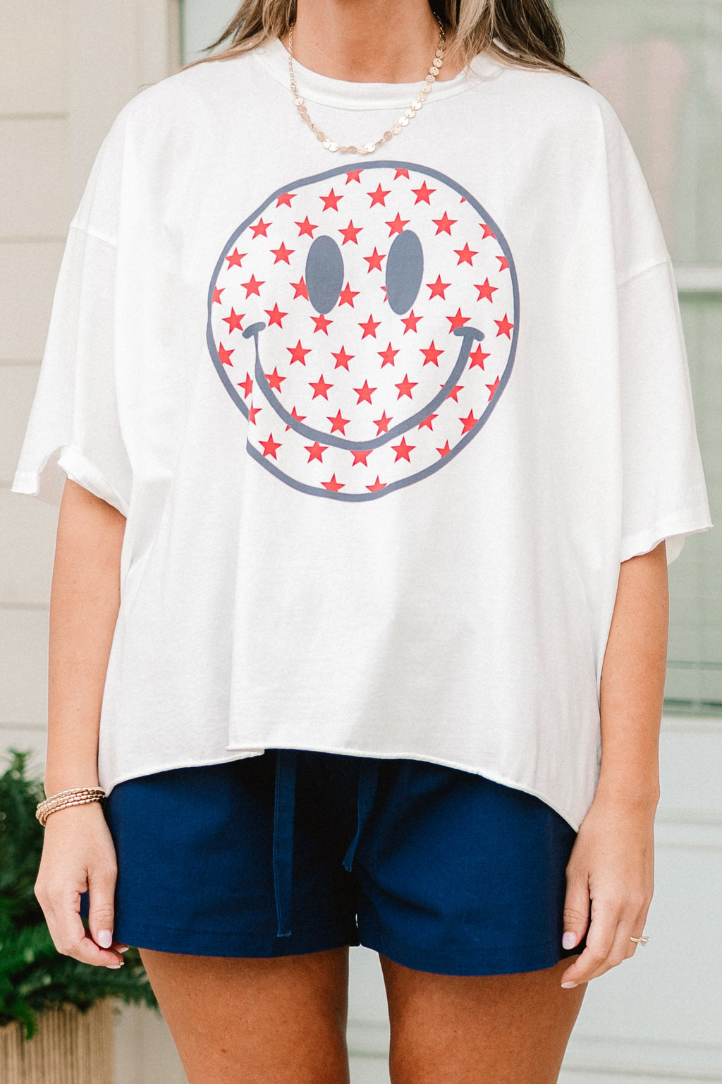 Happy In The USA Vintage Wash Tee, White