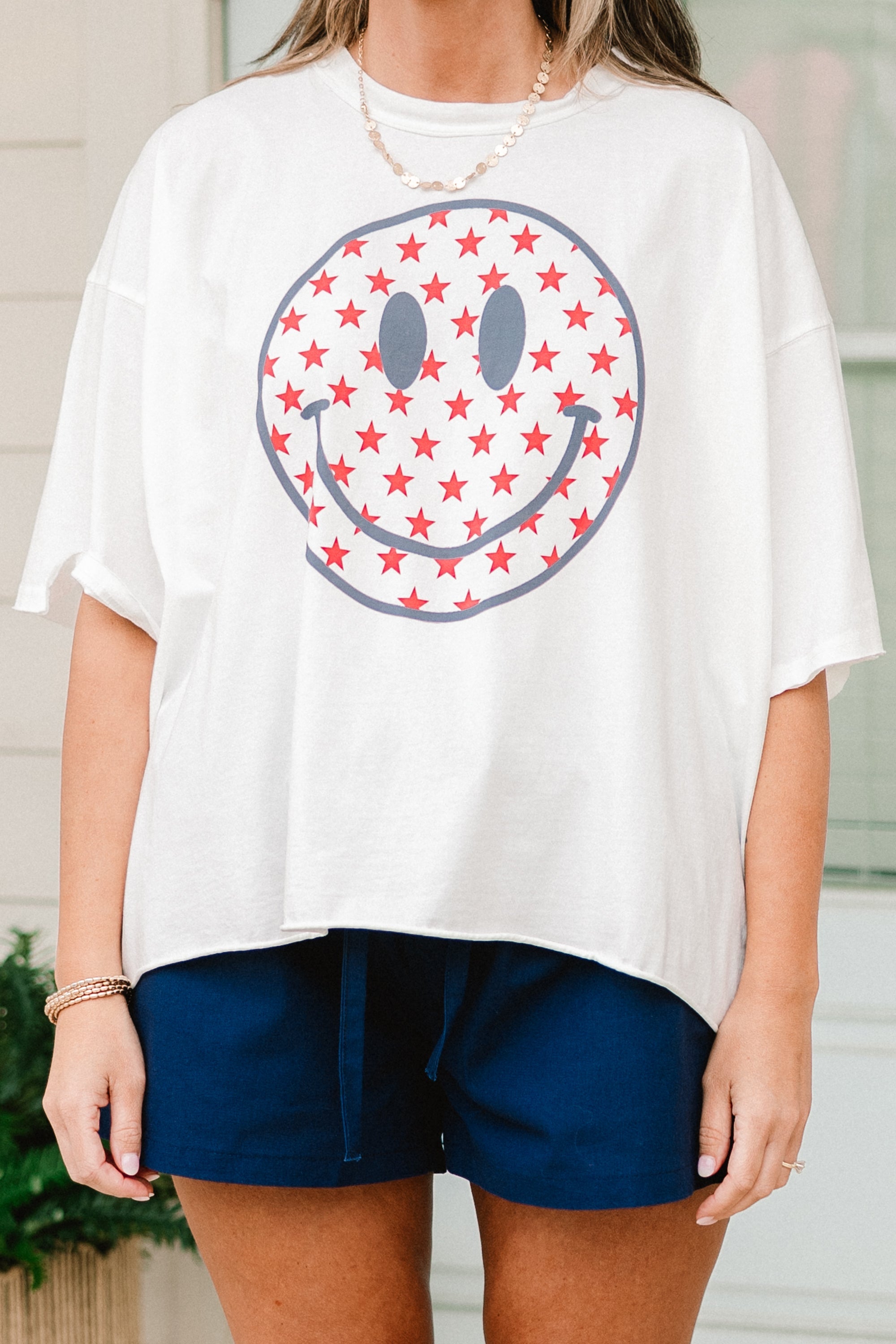 Happy In The USA Vintage Wash Tee, White