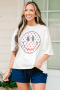 Happy In The USA Vintage Wash Tee, White