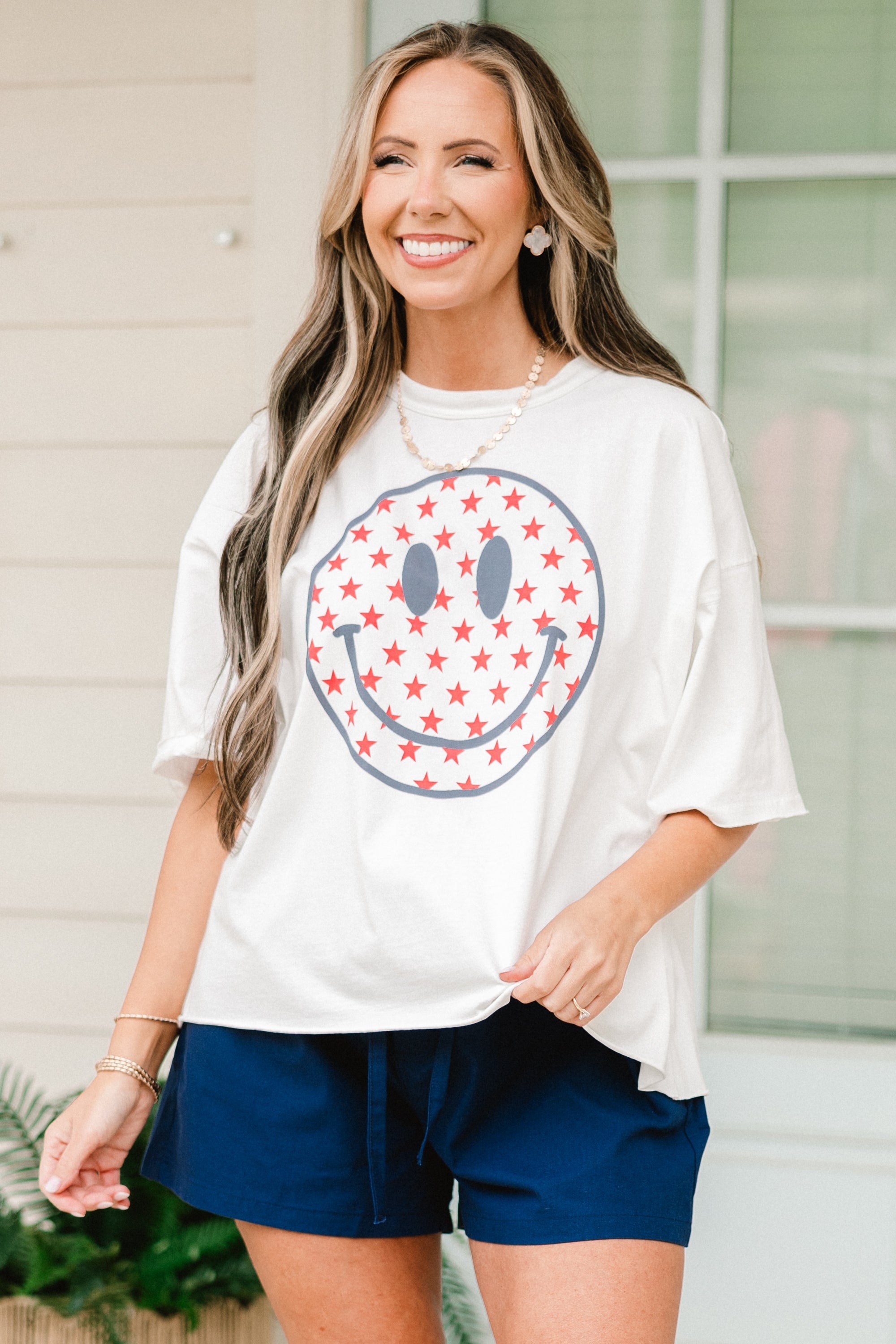 Happy In The USA Vintage Wash Tee, White