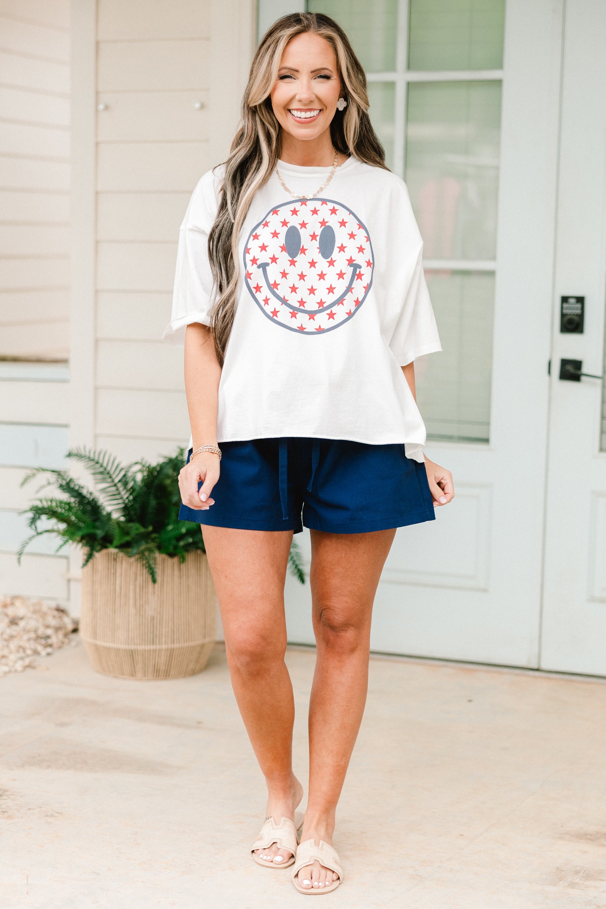 Happy In The USA Vintage Wash Tee, White