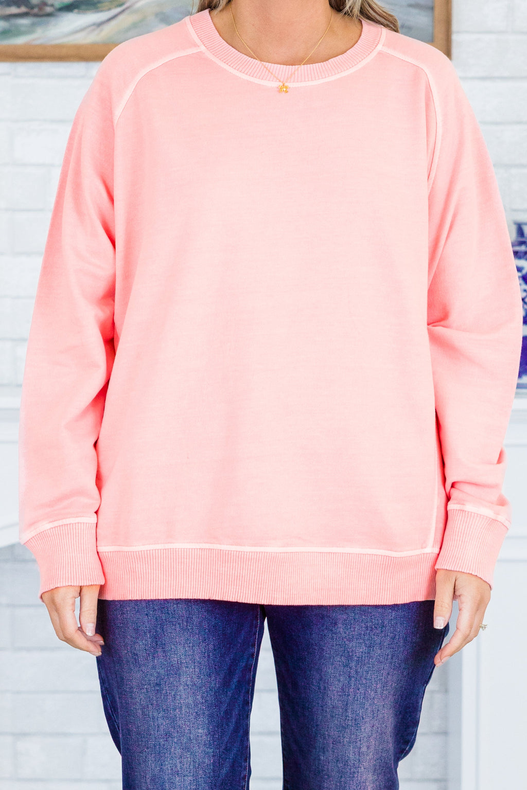 Happy To Be Here Pullover, Dark Pink