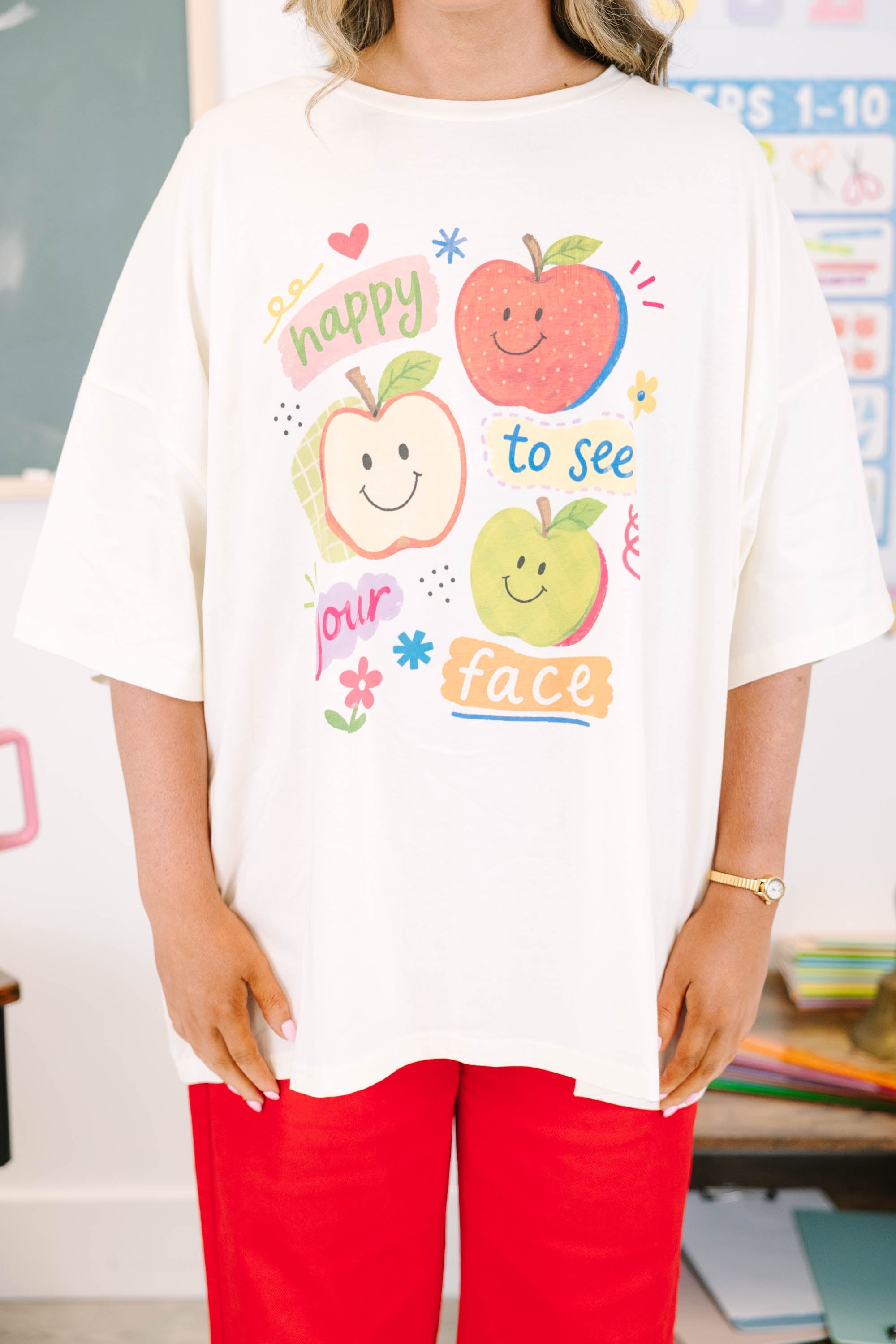 Happy to See Your Face Boyfriend Tee, Ivory