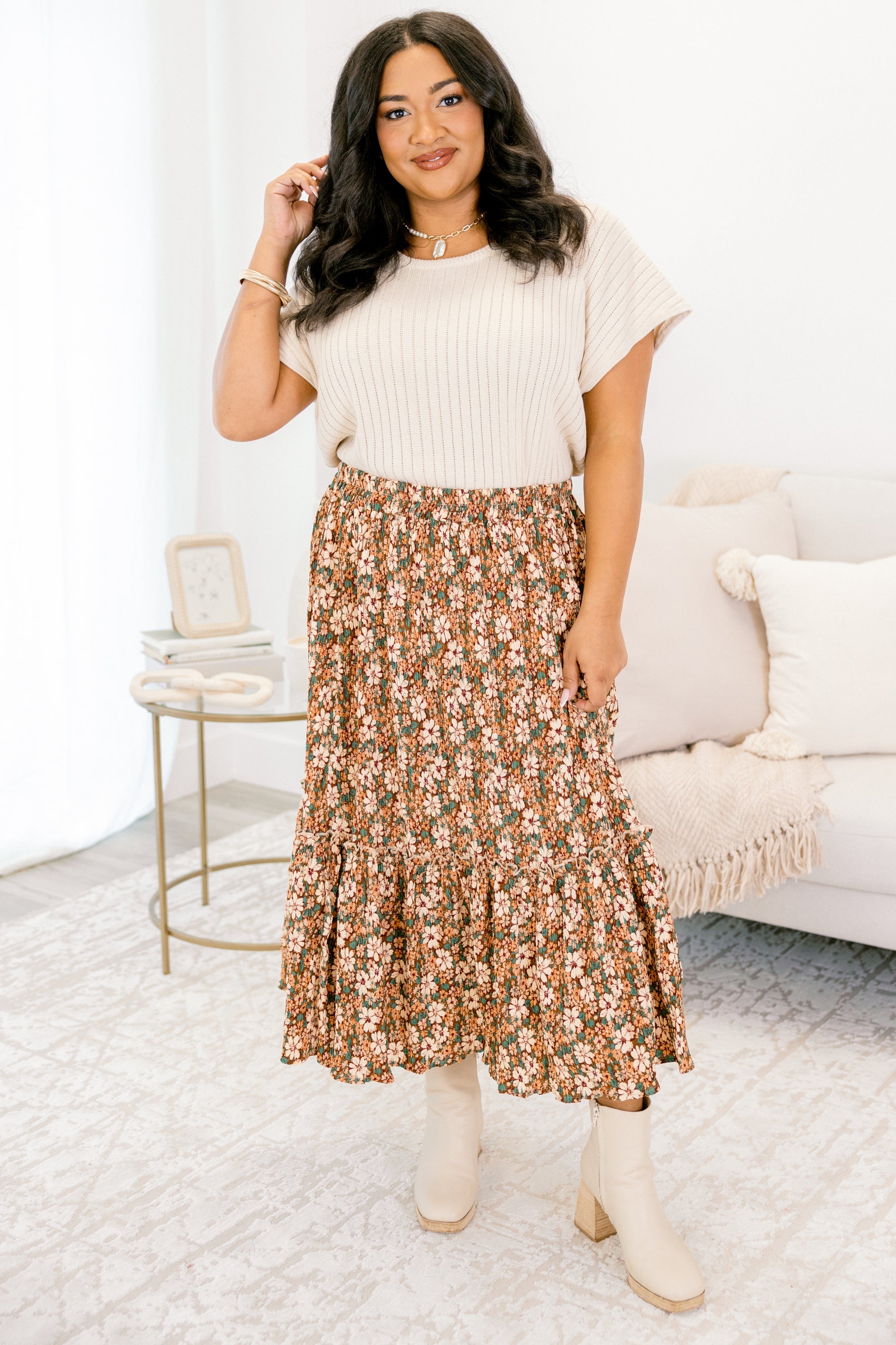 Hazy Sunday Mornings Skirt, Brown