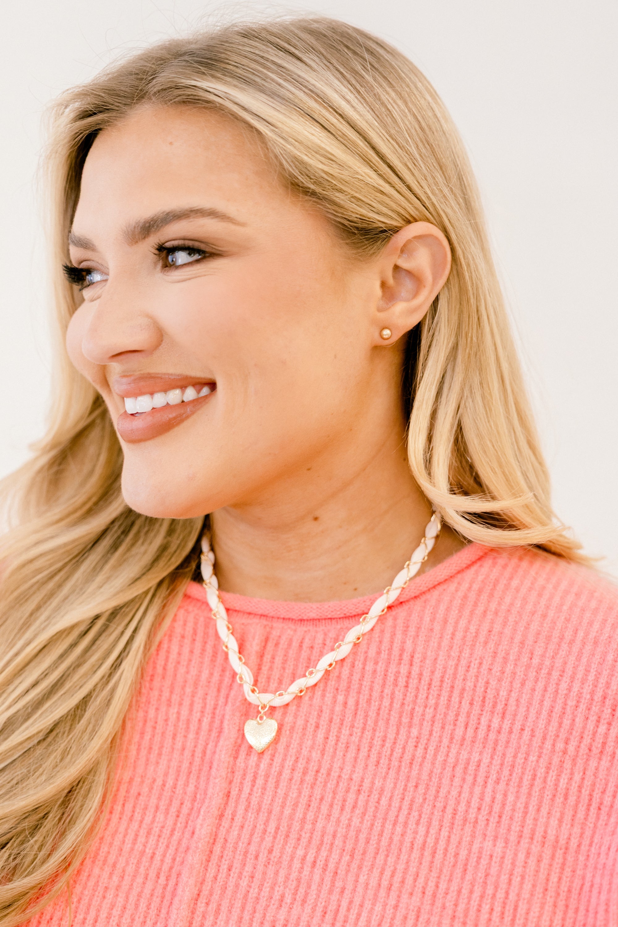 Heart's Aflutter Necklace, Pink