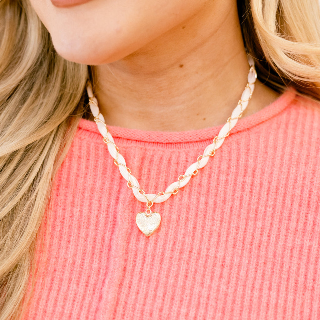 Heart's Aflutter Necklace, Pink