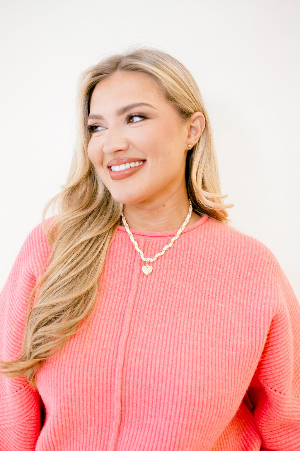 Heart's Aflutter Necklace, Pink