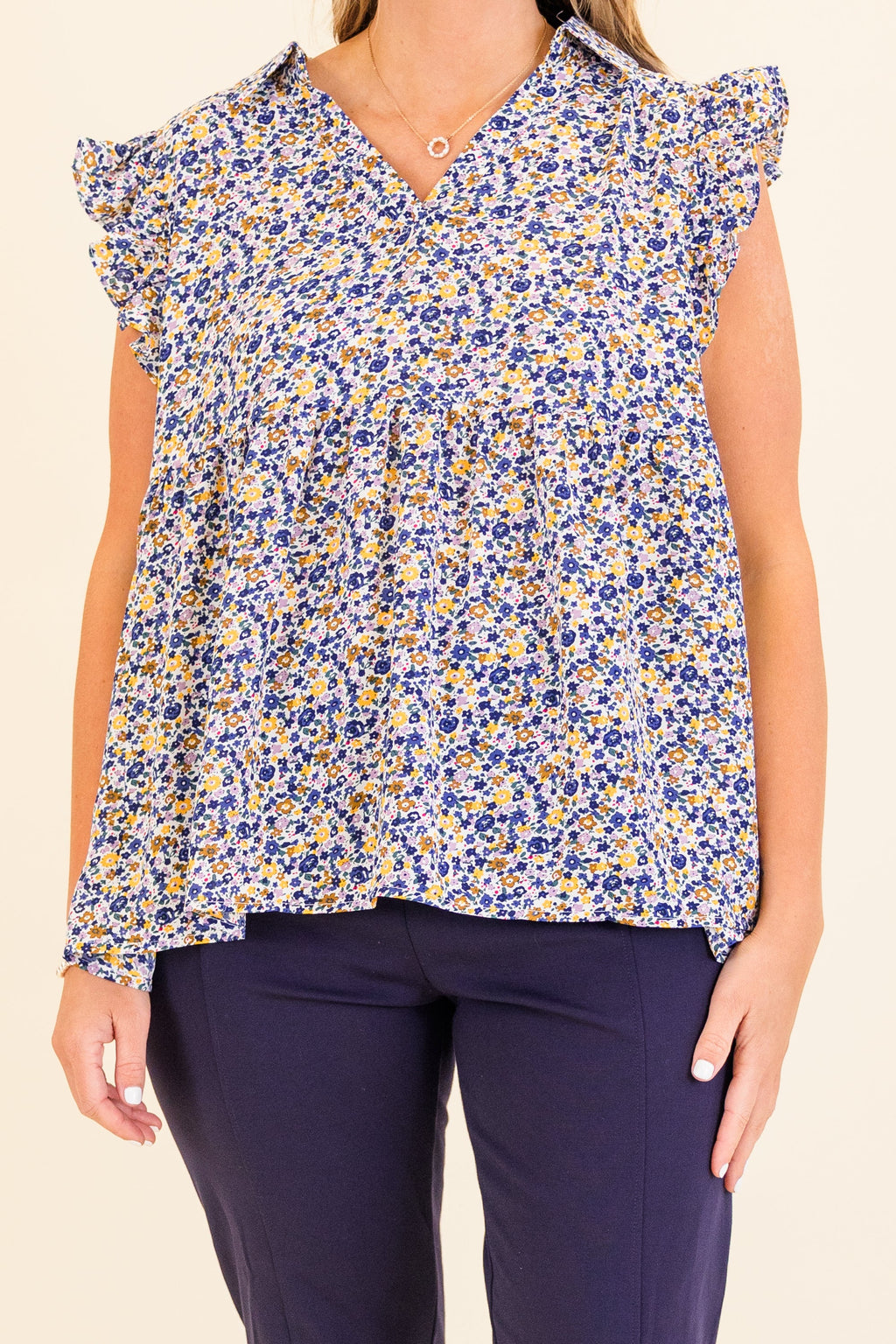 Hello Over There Top, Blue Combo