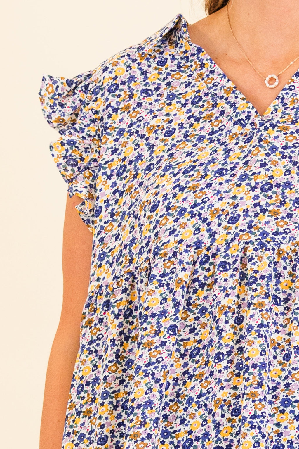 Hello Over There Top, Blue Combo