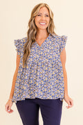 Hello Over There Top, Blue Combo