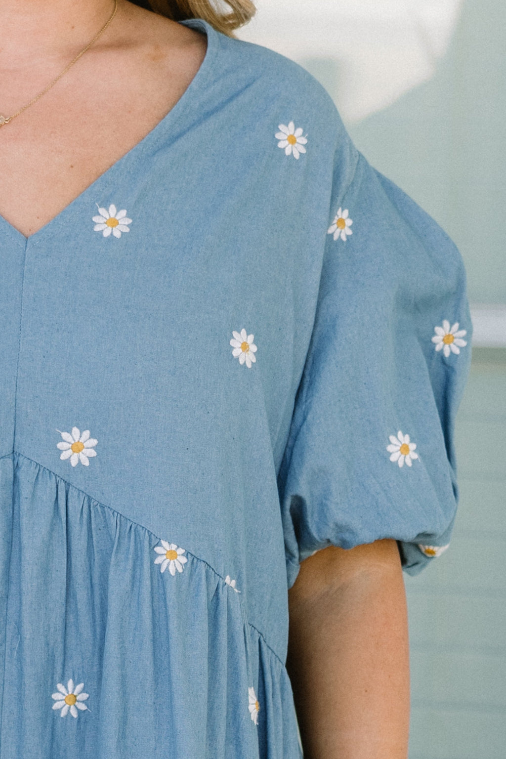 Hidden Reflections Romper, Denim Blue