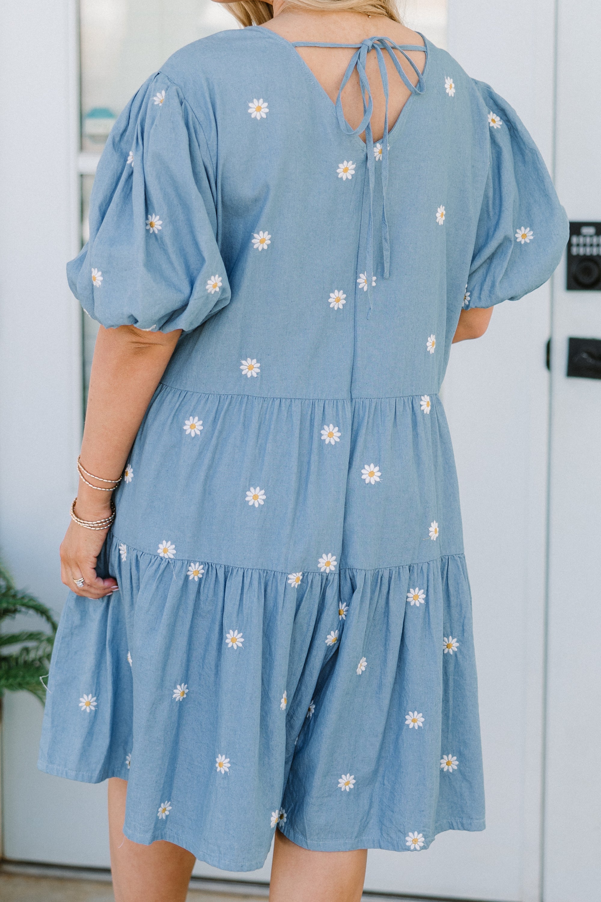 Hidden Reflections Romper, Denim Blue