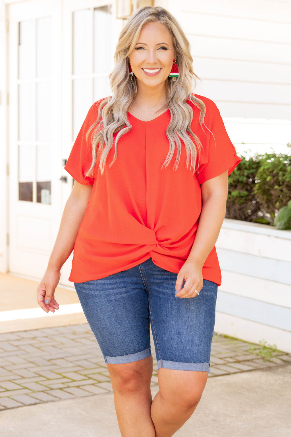 Hiding My Heart Blouse, Tomato