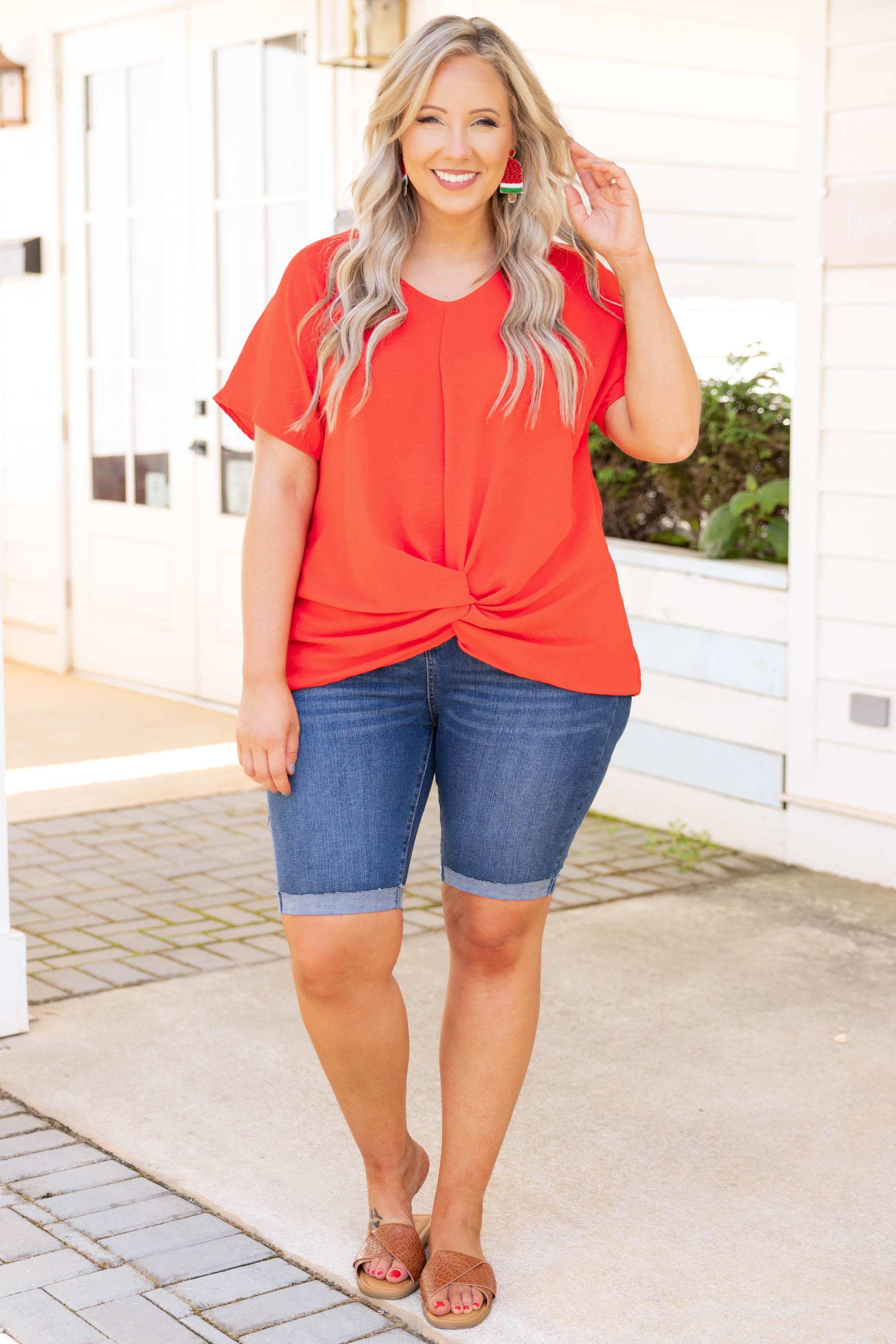 Hiding My Heart Blouse, Tomato