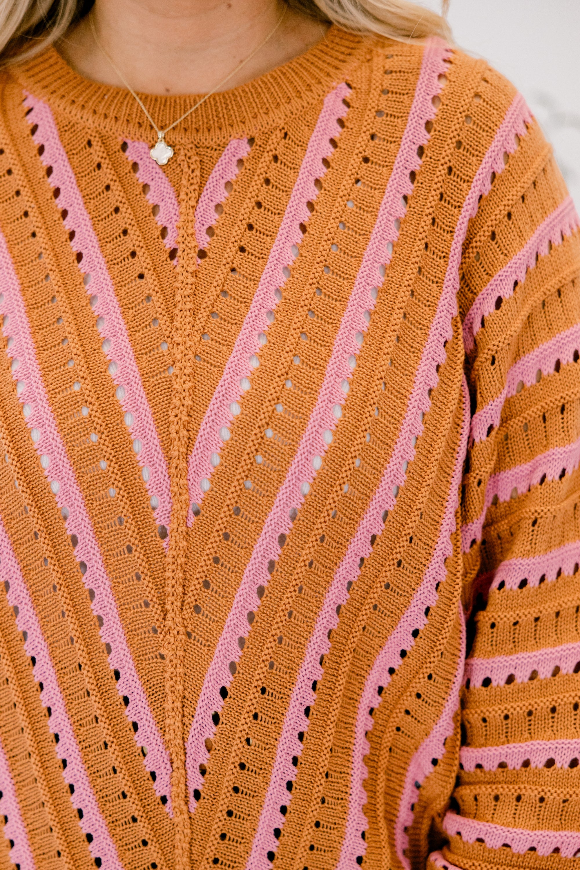 Hometown Memories Sweater, Brown-Pink