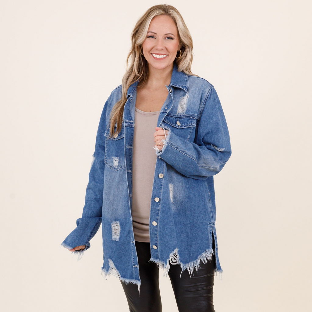 Hoping To Love You Jacket, Medium Wash