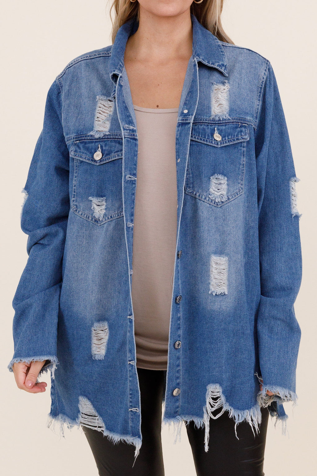 Hoping To Love You Jacket, Medium Wash