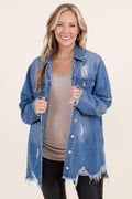 Hoping To Love You Jacket, Medium Wash