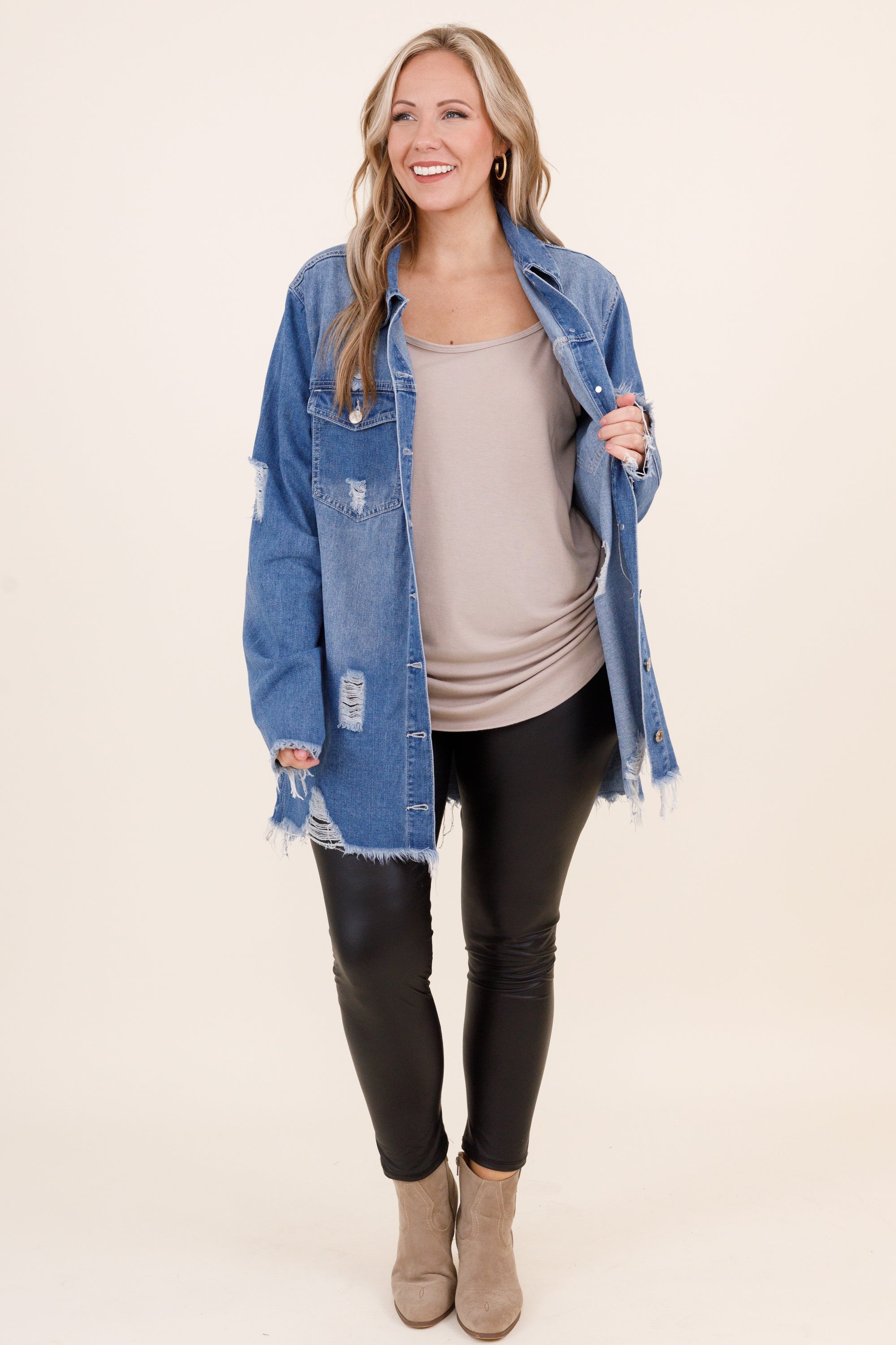Hoping To Love You Jacket, Medium Wash