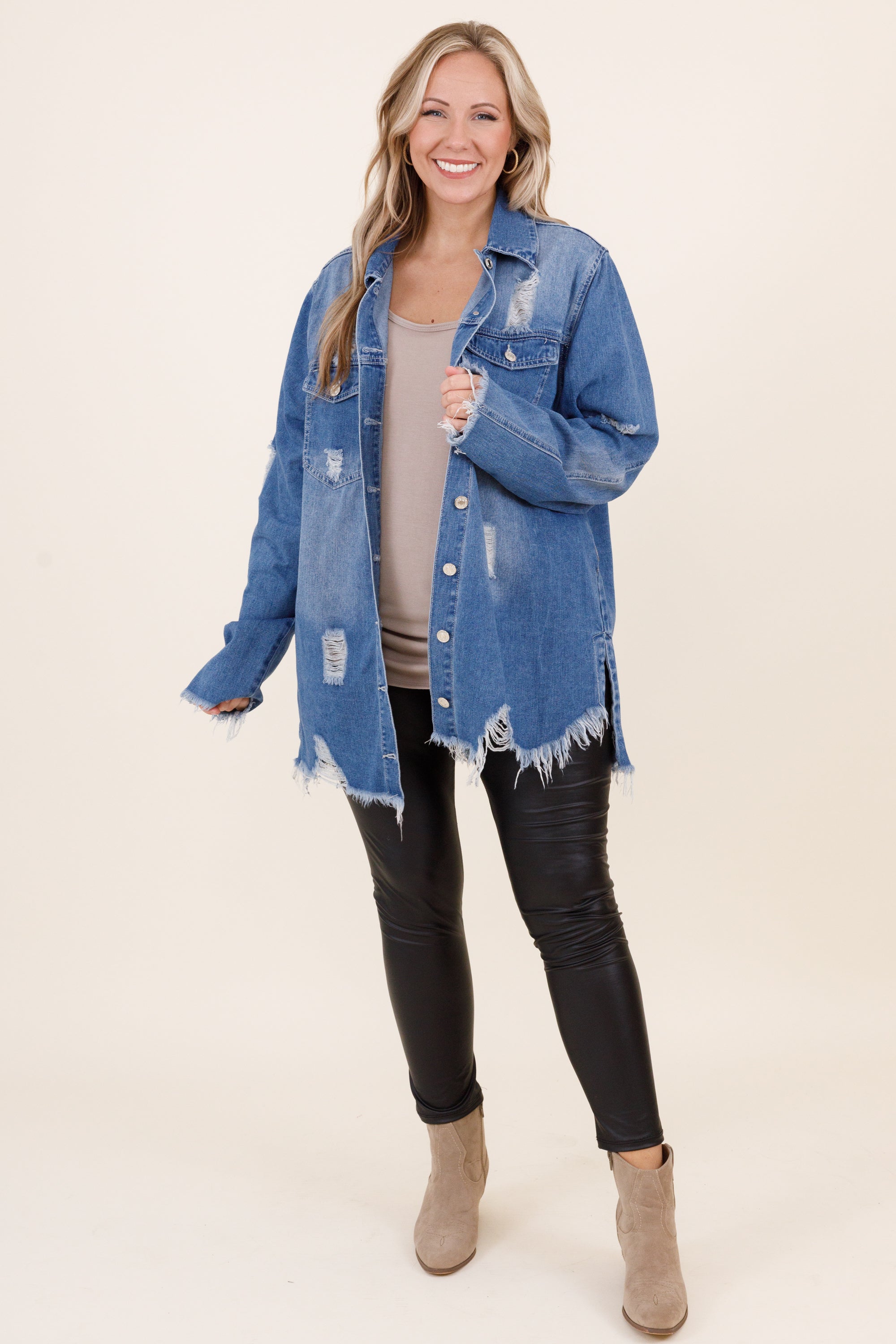 Hoping To Love You Jacket, Medium Wash
