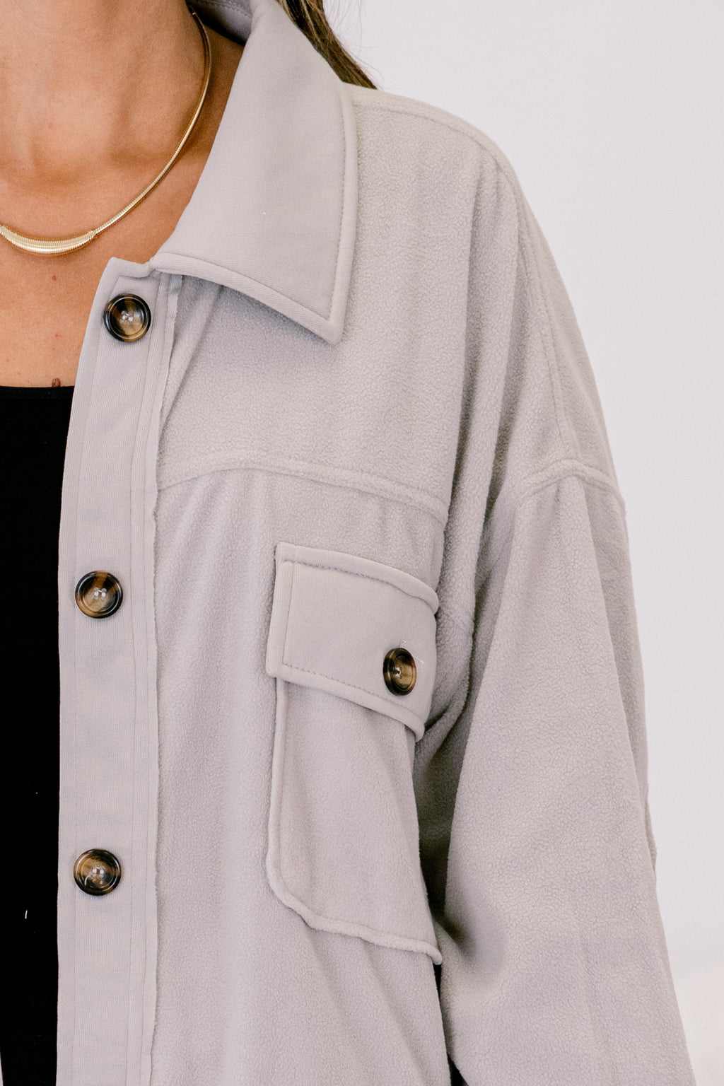 Hot Girl Shacket, Light Grey