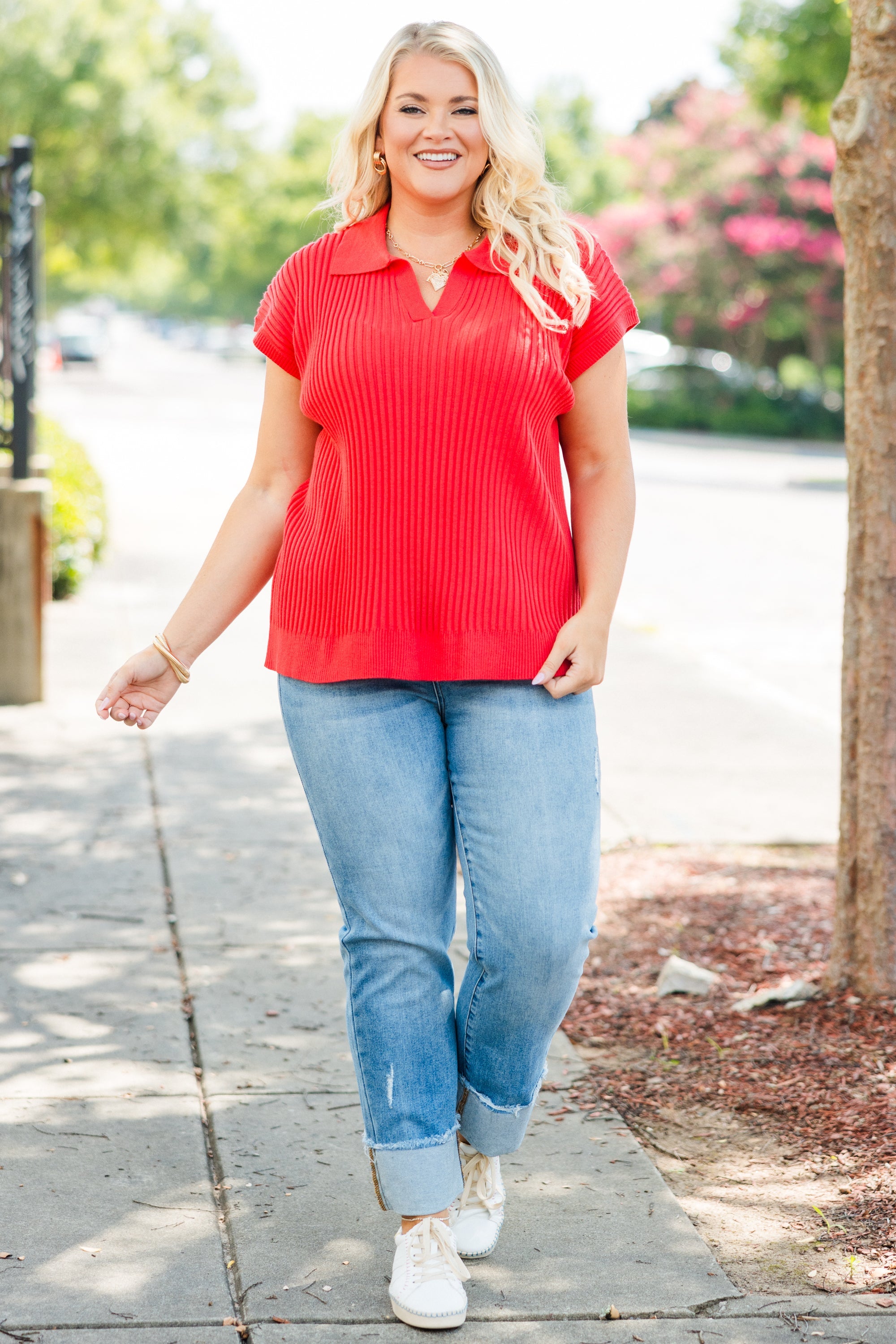 Hot Topic Knit Top, Coral