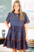 Hummingbird's Haven Dress, Navy Apple