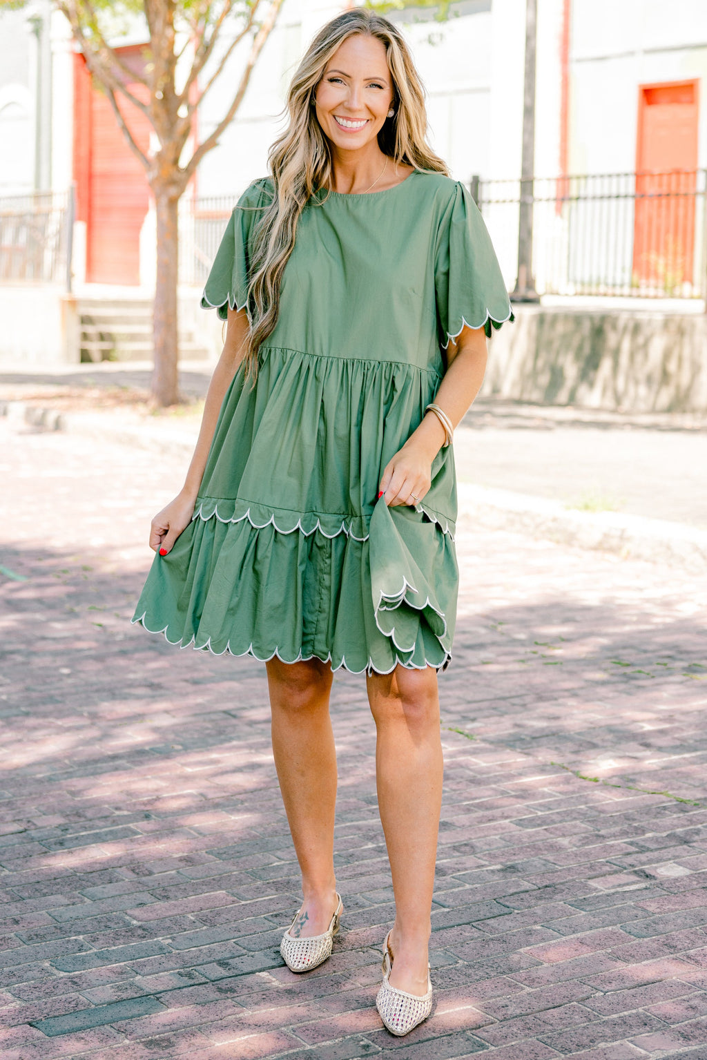 Hummingbird's Haven Dress, Olive